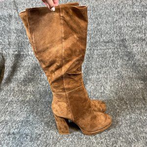 Steve Madden Marcel Chestnut Suede Leather Knee-High Boots Brown Womens Size 8.5